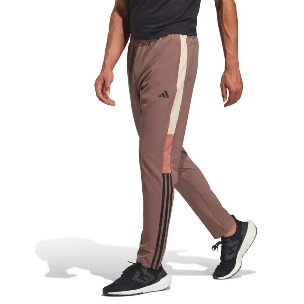 🆒 adidas Men’s Taupe Joggers with Cream and Pink Side Panels